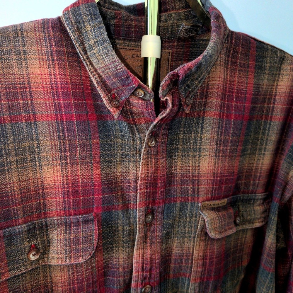 Clearwater Outfitters Flannel Shirt Womens XL Red Plaid Cotton Gorpcore Shirt - Picture 4 of 12